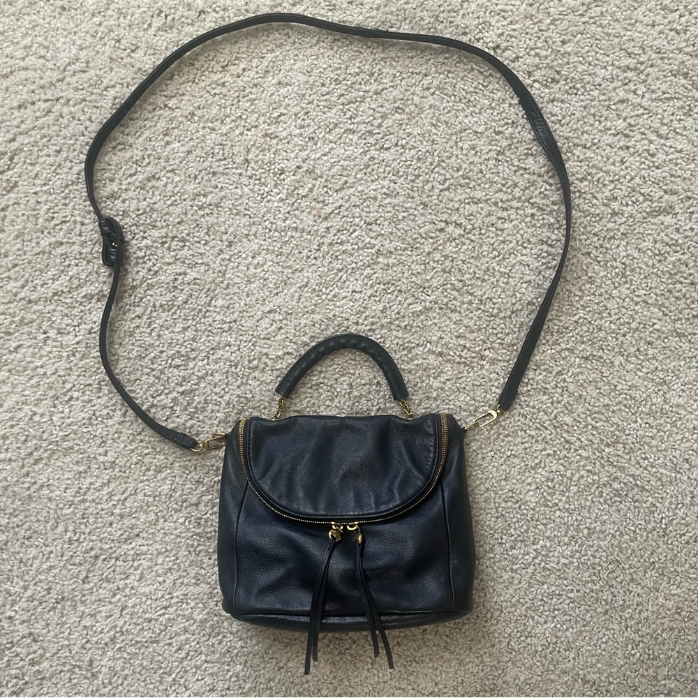 HOBO Black Leather Top-Handle Crossbody Bag with Gold Hardware like new - Picture 2 of 13